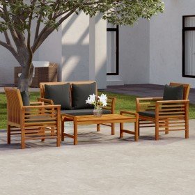 Set de muebles de jardín 4 pzs y cojines madera maciza acacia en Conjuntos de jardín | Comprar online en Foru.es