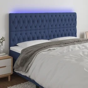 Cabecero con luces LED tela azul 180x7x118/128 cm de vidaXL, Cabeceros y pies de cama - Ref: Foro24-3122780, Precio: 148,85 €...