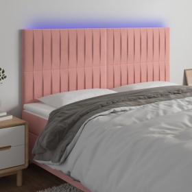 Cabecero con luces LED terciopelo rosa 180x5x118/128 cm de vidaXL, Cabeceros y pies de cama - Ref: Foro24-3122727, Precio: 11...