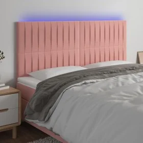 Pink velvet headboard with LED lights 180x5x118/128 cm by vidaXL, Headboards and footboards - Ref: Foro24-3122727, Price: 111...