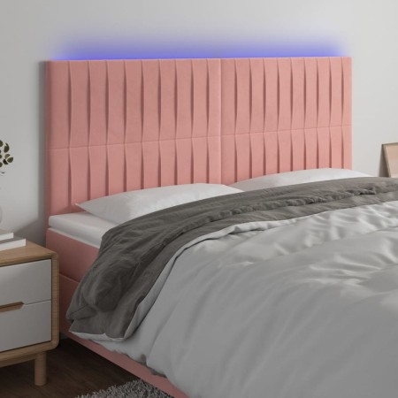 Cabecero con luces LED terciopelo rosa 180x5x118/128 cm de vidaXL, Cabeceros y pies de cama - Ref: Foro24-3122727, Precio: 11...