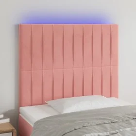 Cabecero con luces LED terciopelo rosa 90x5x118/128 cm de vidaXL, Cabeceros y pies de cama - Ref: Foro24-3122703, Precio: 64,...
