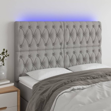 Cabecero con luces LED tela gris claro 144x7x118/128 cm de vidaXL, Cabeceros y pies de cama - Ref: Foro24-3122758, Precio: 11...