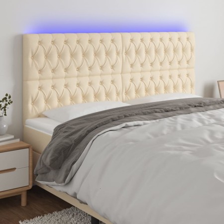 Cabecero con luces LED tela crema 200x7x118/128 cm de vidaXL, Cabeceros y pies de cama - Ref: Foro24-3122787, Precio: 159,27 ...