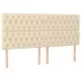 Headboard with LED lights cream fabric 200x7x118/128 cm by vidaXL, Headboards and footboards - Ref: Foro24-3122787, Price: 15...