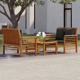 Set de muebles para jardín 3 piezas con cojines madera acacia en Conjuntos de jardín | Comprar online en Foru.es