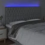 Headboard with LED lights light gray fabric 200x7x118/128 cm by vidaXL, Headboards and footboards - Ref: Foro24-3122782, Pric...