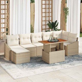 Conjunto de sofá de jardín 8 pcs Beige Poliratán en Sofás de exterior | Comprar online en Foru.es