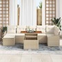 Conjunto de sofá de jardín 8 pcs Beige Poliratán en Sofás de exterior | Comprar online en Foru.es