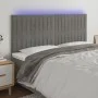 Kopfteil mit LED-Leuchten, hellgrauer Samt, 200 x 5 x 118/128 cm von vidaXL, Kopf- und Fußteile - Ref: Foro24-3122728, Preis:...