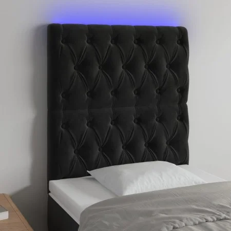 Cabecero con luces LED terciopelo negro 80x7x118/128 cm de vidaXL, Cabeceros y pies de cama - Ref: Foro24-3122792, Precio: 89...