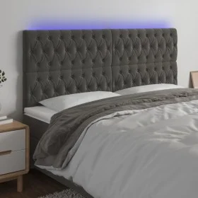 Cabecero con luces LED terciopelo gris oscuro 200x7x118/128 cm de vidaXL, Cabeceros y pies de cama - Ref: Foro24-3122827, Pre...