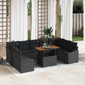 Conjunto de sofá de jardín 10 pcs Negro Poliratán en Sofás de exterior | Comprar online en Foru.es