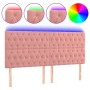 Cabecero con luces LED terciopelo rosa 200x7x118/128 cm de vidaXL, Cabeceros y pies de cama - Ref: Foro24-3122831, Precio: 18...