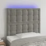 Headboard with LED lights light gray velvet 100x5x118/128 cm by vidaXL, Headboards and footboards - Ref: Foro24-3122900, Pric...