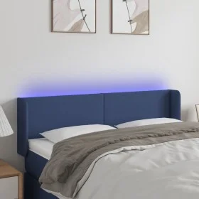 Kopfteil aus blauem Stoff mit LED 147x16x78/88 cm von vidaXL, Kopf- und Fußteile - Ref: Foro24-3122960, Preis: 71,21 €, Rabat...