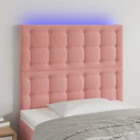 Cabecero con luces LED terciopelo rosa 100x5x118/128 cm de vidaXL, Cabeceros y pies de cama - Ref: Foro24-3122905, Precio: 73...