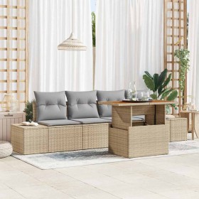 Conjunto de sofá de jardín 5 pcs Beige Poliratán en Sofás de exterior | Comprar online en Foru.es