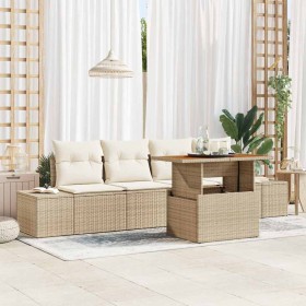 Conjunto de sofá de jardín 5 pcs Beige Poliratán en Sofás de exterior | Comprar online en Foru.es
