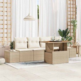 Conjunto de sofá de jardín 5 pcs Beige Poliratán en Sofás de exterior | Comprar online en Foru.es