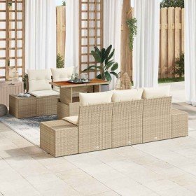 Conjunto de sofá de jardín 6 pcs Beige Poliratán en Sofás de exterior | Comprar online en Foru.es