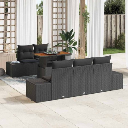 Conjunto de sofá de jardín 6 pcs Negro Poliratán en Sofás de exterior | Comprar online en Foru.es