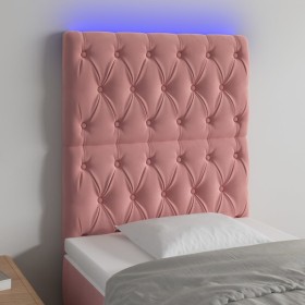 Cabecero con luces LED terciopelo rosa 80x7x118/128 cm de vidaXL, Cabeceros y pies de cama - Ref: Foro24-3122795, Precio: 71,...