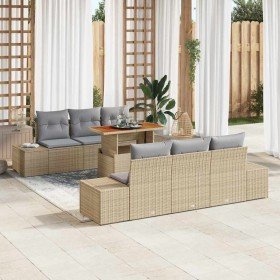 Conjunto de sofá de jardín 7 pcs Beige Poliratán en Sofás de exterior | Comprar online en Foru.es