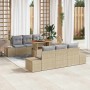 Conjunto de sofá de jardín 7 pcs Beige Poliratán en Sofás de exterior | Comprar online en Foru.es
