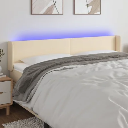 Cabecero con LED de tela crema 183x16x78/88 cm de vidaXL, Cabeceros y pies de cama - Ref: Foro24-3122975, Precio: 82,84 €, De...