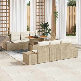 Conjunto de sofá de jardín 7 pcs Beige Poliratán en Sofás de exterior | Comprar online en Foru.es