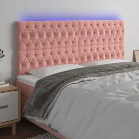 Pink velvet headboard with LED lights 180x7x118/128 cm by vidaXL, Headboards and footboards - Ref: Foro24-3122825, Price: 163...
