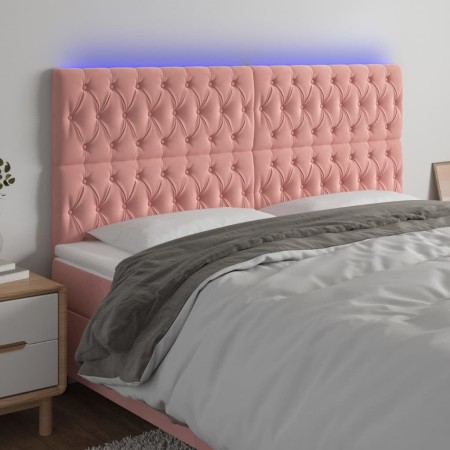 Cabecero con luces LED terciopelo rosa 180x7x118/128 cm de vidaXL, Cabeceros y pies de cama - Ref: Foro24-3122825, Precio: 14...