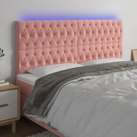 Cabecero con luces LED terciopelo rosa 180x7x118/128 cm de vidaXL, Cabeceros y pies de cama - Ref: Foro24-3122825, Precio: 16...