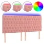 Cabecero con luces LED terciopelo rosa 180x7x118/128 cm de vidaXL, Cabeceros y pies de cama - Ref: Foro24-3122825, Precio: 16...