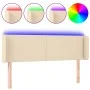 Cream fabric headboard with LED 147x16x78/88 cm by vidaXL, Headboards and footboards - Ref: Foro24-3122959, Price: 72,07 €, D...
