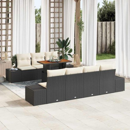Conjunto de sofá de jardín 8 pcs Negro Poliratán en Sofás de exterior | Comprar online en Foru.es