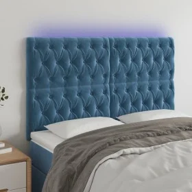 Cabecero con luces LED terciopelo azul oscuro 160x7x118/128 cm de vidaXL, Cabeceros y pies de cama - Ref: Foro24-3122818, Pre...