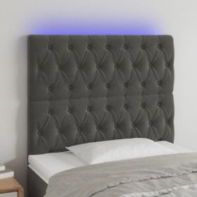 Cabecero con luces LED terciopelo gris oscuro 100x7x118/128 cm de vidaXL, Cabeceros y pies de cama - Ref: Foro24-3122803, Pre...