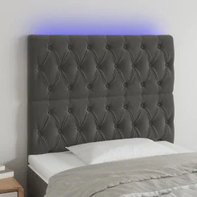 Cabecero con luces LED terciopelo gris oscuro 100x7x118/128 cm de vidaXL, Cabeceros y pies de cama - Ref: Foro24-3122803, Pre...