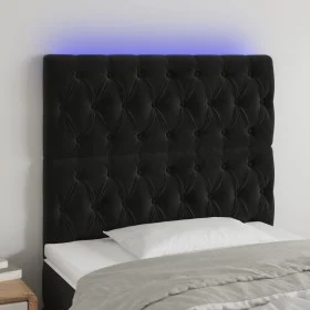 Cabecero con luces LED terciopelo negro 90x7x118/128 cm de vidaXL, Cabeceros y pies de cama - Ref: Foro24-3122798, Precio: 96...