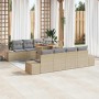 Conjunto de sofá de jardín 9 pcs Beige Poliratán en Sofás de exterior | Comprar online en Foru.es