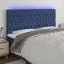 Cabecero con luces LED tela azul 200x7x118/128 cm de vidaXL, Cabeceros y pies de cama - Ref: Foro24-3122788, Precio: 145,60 €...