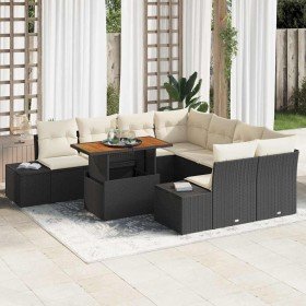 Conjunto de sofá de jardín 9 pcs Negro Poliratán en Sofás de exterior | Comprar online en Foru.es