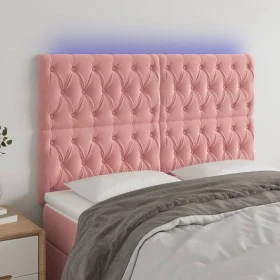 Cabecero con luces LED terciopelo rosa 144x7x118/128 cm de vidaXL, Cabeceros y pies de cama - Ref: Foro24-3122813, Precio: 15...