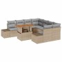 Conjunto de sofá de jardín 9 pcs Beige Poliratán en Sofás de exterior | Comprar online en Foru.es
