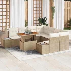 Conjunto de sofá de jardín 9 pcs Beige Poliratán en Sofás de exterior | Comprar online en Foru.es