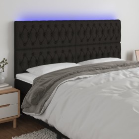 Cabecero con luces LED tela negro 200x7x118/128 cm de vidaXL, Cabeceros y pies de cama - Ref: Foro24-3122784, Precio: 145,74 ...