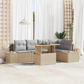 Conjunto de sofá de jardín 6 pcs Beige Poliratán en Sofás de exterior | Comprar online en Foru.es