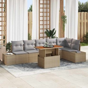 Conjunto de sofá de jardín 7 pcs Beige Poliratán en Sofás de exterior | Comprar online en Foru.es